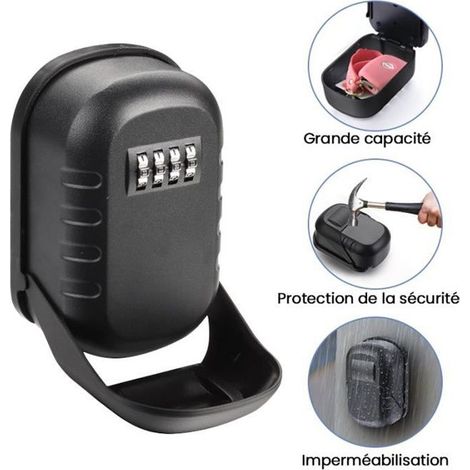 Boîte à Clé Sécurisée MERKMAK Extérieur étanche Murale avec couvercle de protection pour école Bureau Usine (Noir) (1/4)