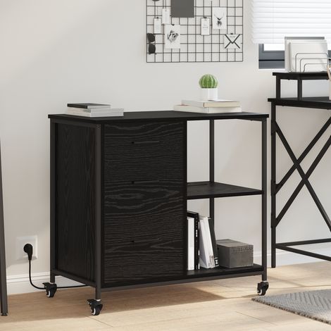 Gabinete de oficina con rueda Roble negro 76 x 41 x 72 cm vidaXL