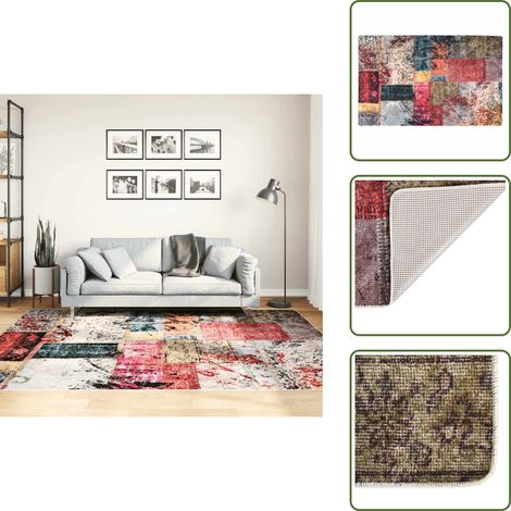 The Living Store Alfombra lavable patchwork multicolor 160x230 cm - Alfombra antideslizante