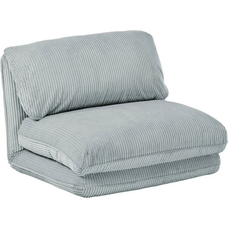 sweeek - Sessel mit Schlaffunktion und breit geripptem Cordbezug , Cord, Hellblau (1/5)