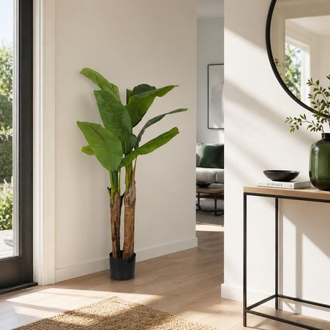 Albero di Banano Artificiale premium con vaso tropicale realistica h 140 cm