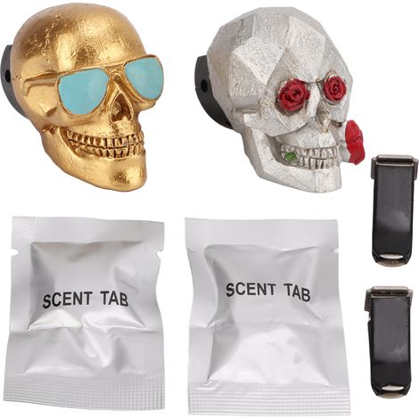 2 Sets Skull Head Aromatherapy Ornaments Car Resin Rose Skull Aromatherapy Tablets Car Air Outlet Decorative (1/5)