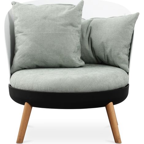 Poltrona Rotonda - Rivestita in lino - Design Scandinavo - Bella Verde