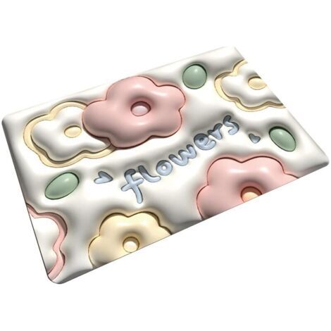 Pair Tapis de bain en diatomite antidérapant – Effet 3D fleurs – 40 × 60 cm – Modèle LTH-001 (1/5)
