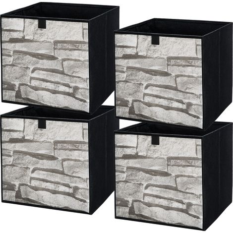 Boîte textile 31x31x31 Pierre - Lot de 4