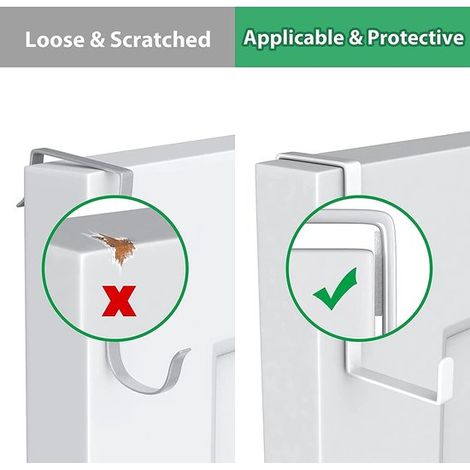 Paquete de 4 ganchos para puerta，ganchos colgantes tipo Z，ganchos para coronas，colgador de puerta de metal sólido con capacidad de carga de 15 kg (1/4)