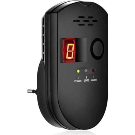 Gas Detectors, LPG/Natural Gas/Town Gas Alarm, with Audible Alarm and LED Digital Display, Methane and Propane Butane Monitor (Black) (1/4)