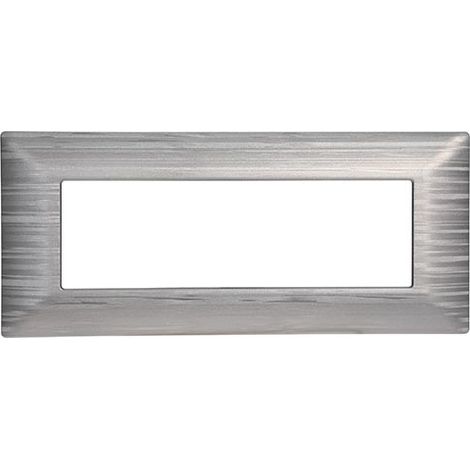 Plaque compatibles Bticino Matix 6 modules plastique couleur argent satiné