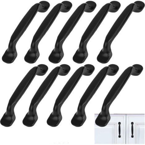 10 Pièces Poignée Meuble Noires, Poignée Entraxe 96 mm,Poignée De Meuble En Alliage Aluminium, Pour Meuble, Tiroir, Armoire, Commode, Placard De Cuisine Et Chambre (1/4)