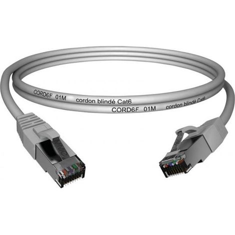 Câble Ethernet catégorie 6 F/UTP CAE Multimedia Connect, Gris, 10m Avec connecteur, Résistant au Feu ( Prix pour 1 ) (1/2)