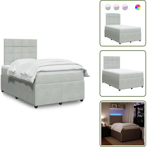Sommier à lattes de lit et matelas Gris clair 120x200cm Velours - Sommier À Lattes De Lit - Sommiers À Lattes De Lit - Lit - Meuble De Chambre À Coucher (1/5)