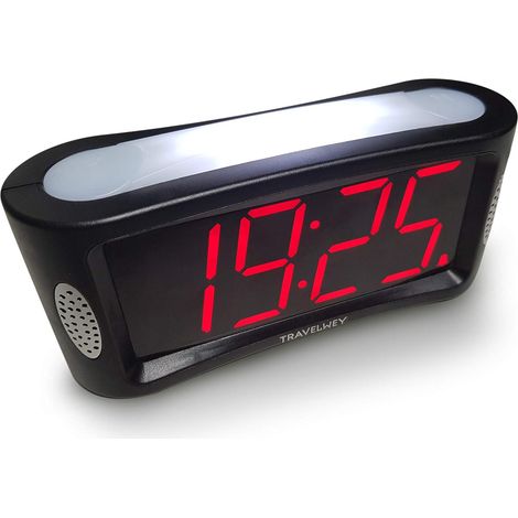 Réveil numérique LED - Réveil matinal pour gros dormeurs - Grand chiffre rouge lumineux - Noir (12/24 heures)