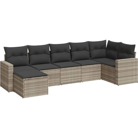 Maison Exclusive - Set de sofás de jardín 7 pzas con cojines ratá (1/3)