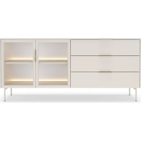PALOMA - Buffet 2 portes 3 tiroirs 181 cm effet chêne Dunin - Beige