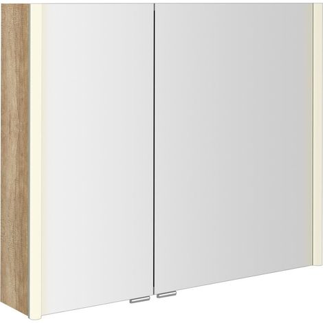ALIX Armoire à miroir avec éclairage LED 86x70x17,5cm, chêne Alabama