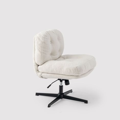 MEUBLES COSY Poltrona da soggiorno, con funzione di inclinazione, rotazione a 360°, adatta per camera da letto e ufficio, in velluto a coste Bianco (1/5)