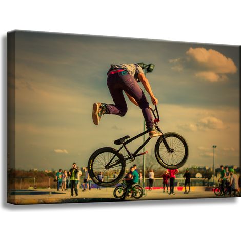 Leinwanddruck „Jugendliche Fahrradakrobatik“ 60x40