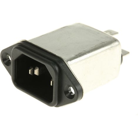 Filtre IEC Mâle RS PRO, 6A, 250 V c.a., Montage panneau ( Prix pour 1 ) (1/2)