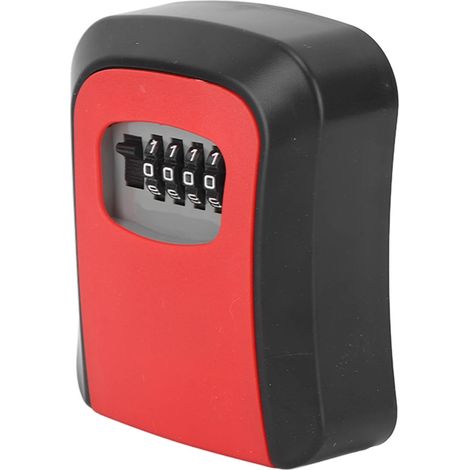 Coffre à clés à code réinitialisable, portable, à combinaison, capacité de 5 clés, fixation murale, pour intérieur et extérieur, rouge (sans couvercle anti-poussière). (1/5)