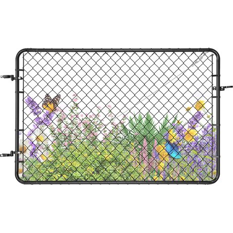 VEVOR Portillon de Jardin, 183x122 cm, Porte de Cloture a Mailles Losangees Reglable, Portail de Cloture en Acier Galvanise Revetement en Plastique, Installation Facile, pour Ferme, Poteaux Non Inclus