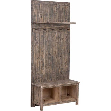 Recibidor con banqueta de madera marrón 88x39x200h cm