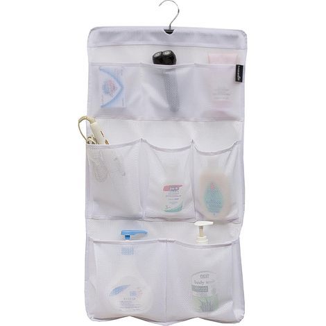 Pocket Quick Dry Mesh Shower Caddy with Rotating Hanger for Bathroom White