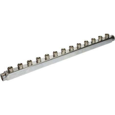 Collecteur chauffage inox pour radiateur, 13 circuits, femelle 1'' (26/34) - mâle 3/4'' EK (20/27) - Itap