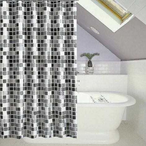 Rideau de Douche 200x200 cm Anti-moisissure Antibactérien Hydrofuge en Tissu Polyester Doux (1/3)