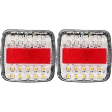 2pcs 12V/24V 20LED Double Colors Tail Lights for Truck Trailer (White Lamp Cover) (1/4)