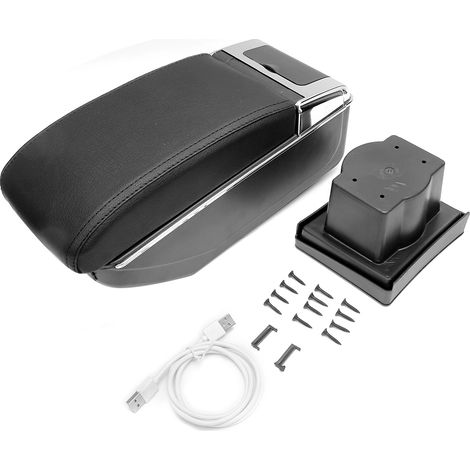 Console central avec accoudoir noir compatible Skoda Octavia A5, boîte de rangement pour intérieur voiture (1/5)
