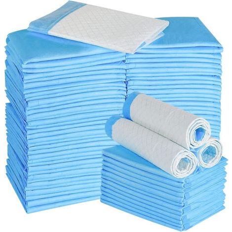 Pack of 100 training pads for dogs, 33 x 45 cm, 5 absorbent layers, leak-proof polyethylene backing, for puppies and small dogs