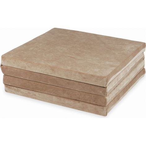 Tappeto da gioco 120x120cm per bambini, quadrato, pieghevole, Velvet Soft, Beige scuro (1/4)