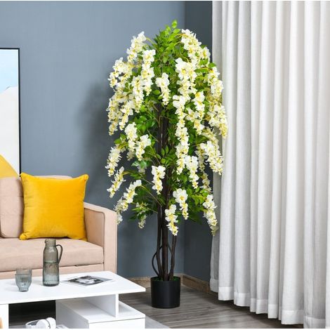 Pianta artificiale glicine bianco in vaso, 165 cm, plastica OKMYHOME (1/5)