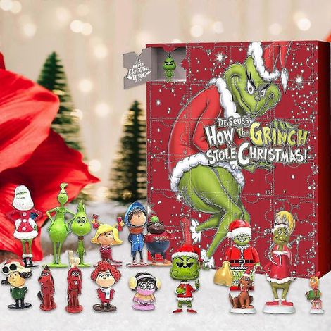 Calendrier de l'Avent 2025, Calendrier de l'Avent Grinch, Coffret surprise de Noël 24 pièces, Monstre vert, Compte à rebours, Coffret surprise d'Halloween