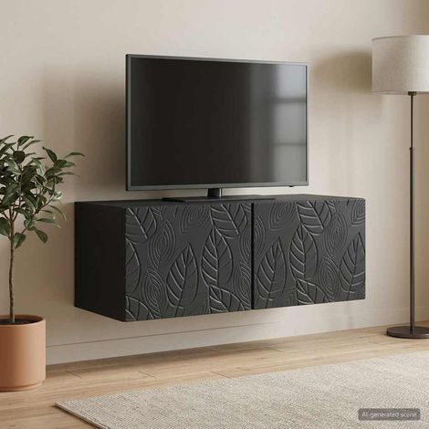 Wandmontierter TV-Schrank 98 x 31 cm Schwarz Holzwerkstoff (1/5)