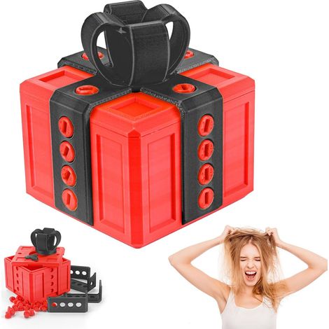 BoîTe Cadeau Really Annoying Avec Rangement Torsadé,Imprimé 3d Really Annoying Avec Vis,Boîte Cadeau Farce,DéCoration De Bureau Amusante pour la Famille et Les Amis(Rouge+Noir)