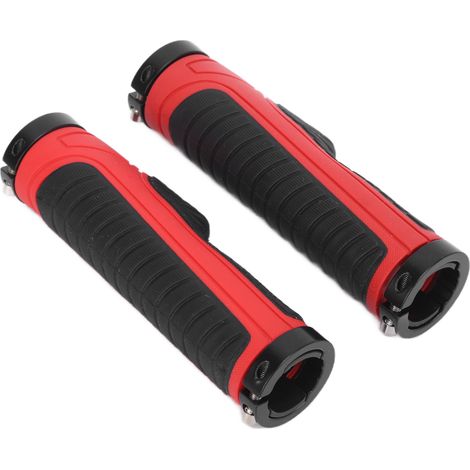 Poignées de Vélo VTT Antidérapantes Ergonomiques avec Système de Blocage (Noir Rouge)