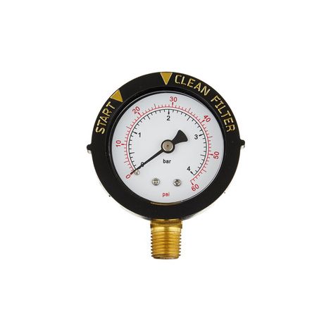 Manomètre Pentair 190058 – Pression max 60 psi – Filetage 1 4 pouce NPT – Montage inférieur(4x) (1/4)