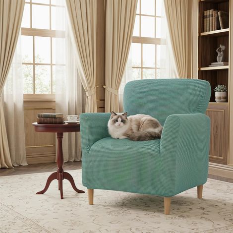 Housse de Fauteuil Ultra-Élastique en Tricot avec Accoudoirs, Housse de Protection pour Canapé de Salon Contre Taches, Facile à Installer, Vert (1/5)