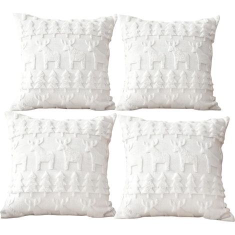 Federe Decorative Natalizie Soffici Bianche 4 pezzi 50 x 50 cm (1/5)
