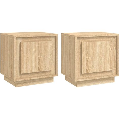 Set di 2 comodini con vano con anta 44 x 35 x 45 cm in legno ingegnerizzato color rovere DEC035892