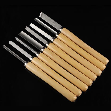 Lot de 8 ciseaux à bois pour tour, outils de tournage, gouges et bédanes, couteau à tronçonner (1/5)