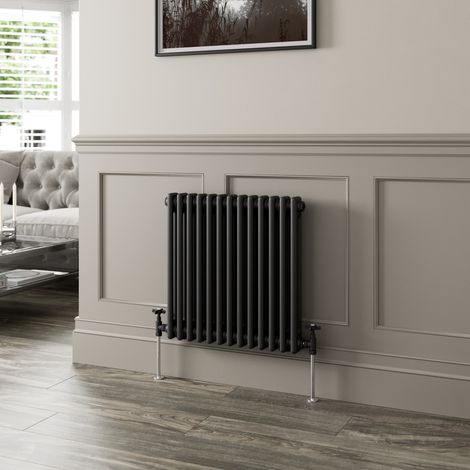 Traditional Black Colosseum Column Radiators Vertical Horizontal 600 x 605mm Double (1/5)