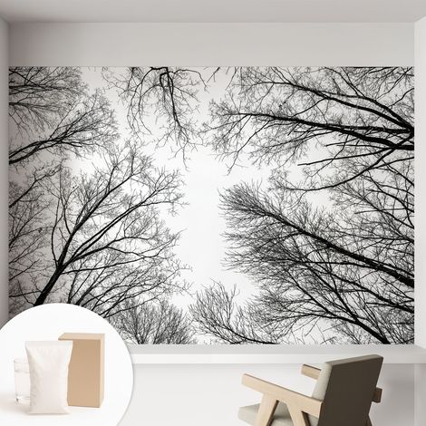 Papier peint intissé décoratif avec motifs pour salon et chambre a motif - Colle incluse gratuite Branches nues 152x104 cm (1/5)