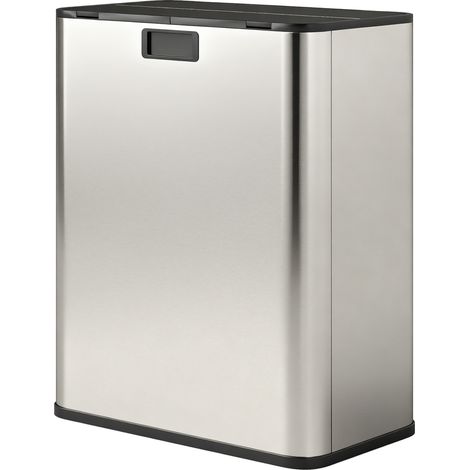 Poubelle de cuisine 2 x 28L, seaux à pédale en acier inoxydable avec couvercle à fermeture douce et bacs intérieurs amovibles (1/5)