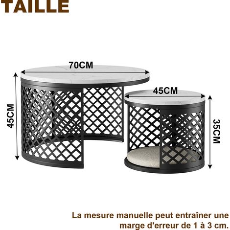 Modenuit Couchtisch-Set mit tierfreundlicher Ablage, rund, weiß, 70x70x45 cm & 45x45x35 cm (1/4)