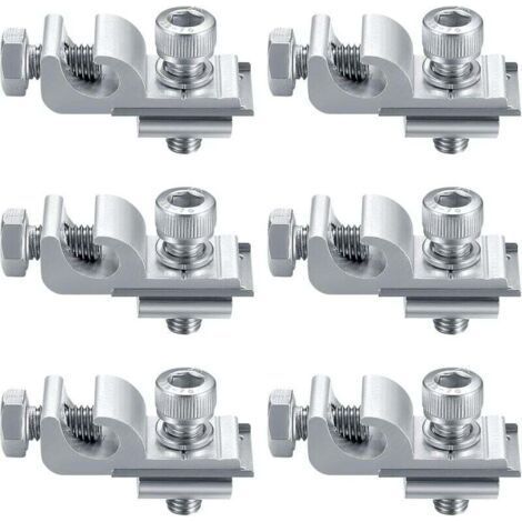 6pcs Standard Solar Panel Grounding Clamp Kit, Solar System Installation Kit, Mounting Bracket Clamp, Solar Panel Grounding Terminal (1/4)