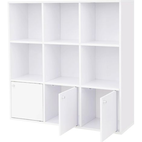 Weiße Kommode mit 9 Fächern und 3 Türen - L97,5 cm (1/5)