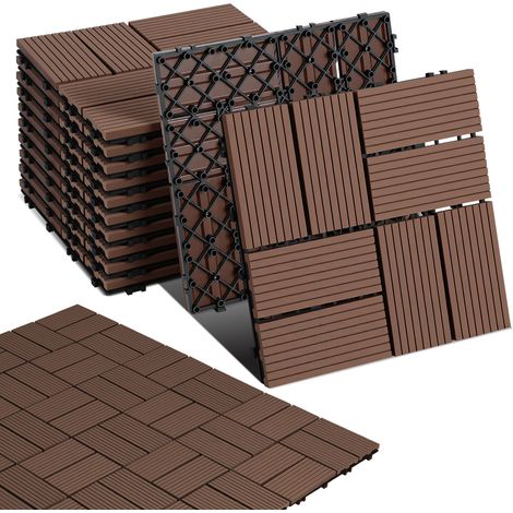 TolleTour WPC Terrassenfliesen 30x30 cm Rotbraun 33 Stück 3 m² Klickfliesen Garten Balkon (1/5)