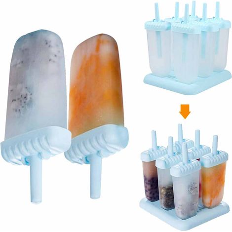 Ensemble de 6 moules à glace - Fabriquez vos propres glaces maison - Ustensile pratique (Bleu) - AquaForge (1/3)